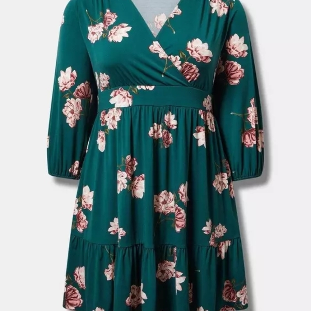 Torrid Mini Studio Knit Surplice Tiered Dress- 1x - Picture 4 of 9